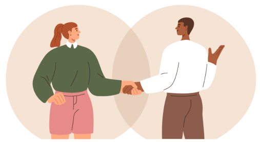 Illustration of two people shaking hands.