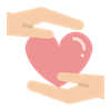 Icône de deux mains qui tiennent un coeur.